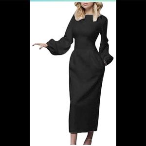 Black Sheath Dress (Unknown Brand) Bishop Sleeves